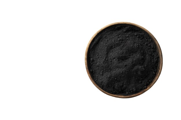 Black charcoal in round plate