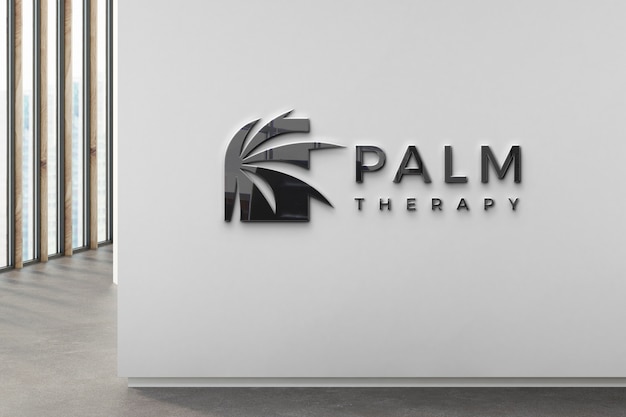 Free PSD black company logo on wall