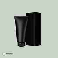 Free PSD black cream tube with box icon isolated 3d render illustration