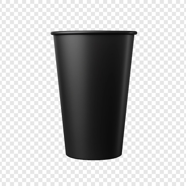 Free PSD black cup made of collapsible reusable plastic isolated on transparent background