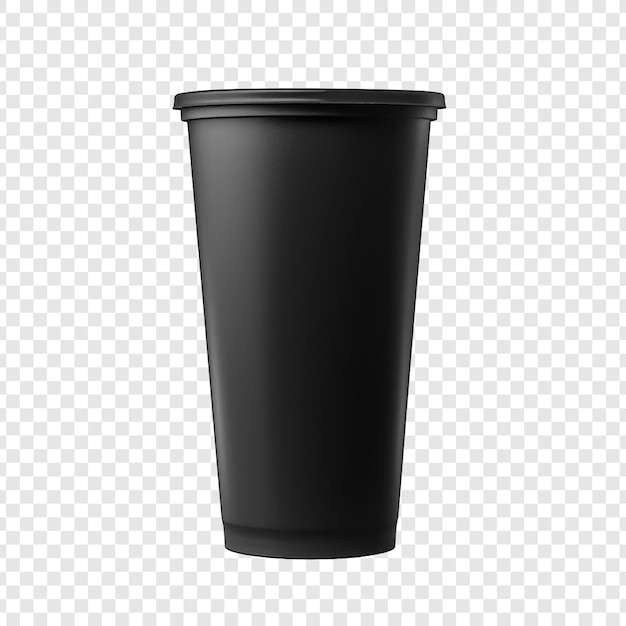 Free PSD black cup made of collapsible reusable plastic isolated on transparent background