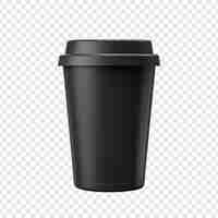 Free PSD black cup made of collapsible reusable plastic isolated on transparent background