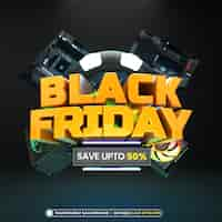 Free PSD black friday 3d text effect post design template