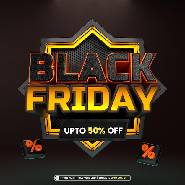 Free PSD black friday 3d text effect post design template