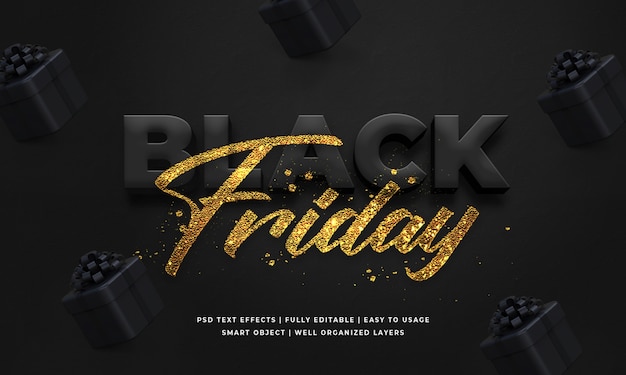 Black friday 3d text style effect template