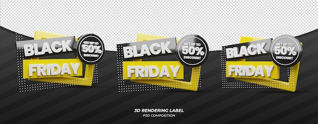 Black friday 3d yellow color label