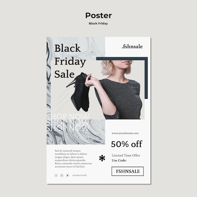 Modello di poster pubblicitario del black friday