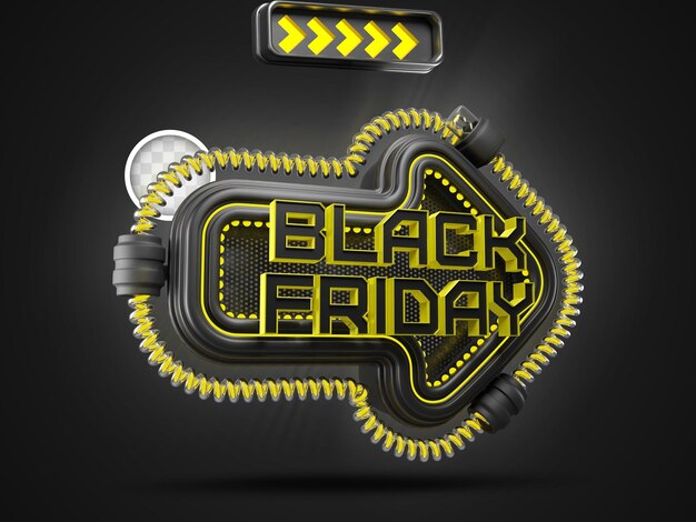 Black friday arrow 3d illustration