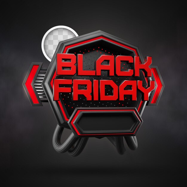 Black friday banner 3d illustration