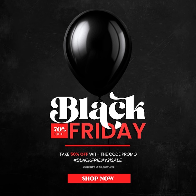 Black Friday Banner Background with Realistic Black Balloon – Free PSD Templates