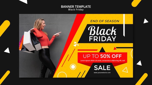 Free PSD black friday banner template mock-up