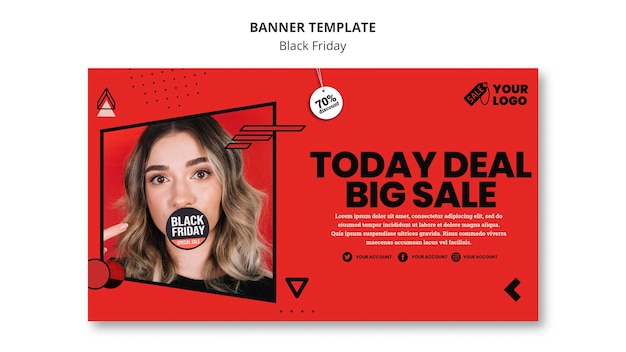 Black friday banner with photo