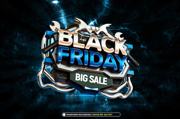 PSD gratuito banner di grande vendita del black friday con testo modificabile