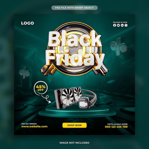 PSD gratuito modello di progettazione post sui social media per la grande vendita del black friday