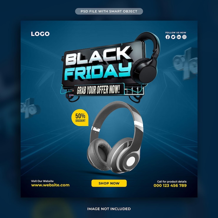Free PSD black friday big sale social media post design template