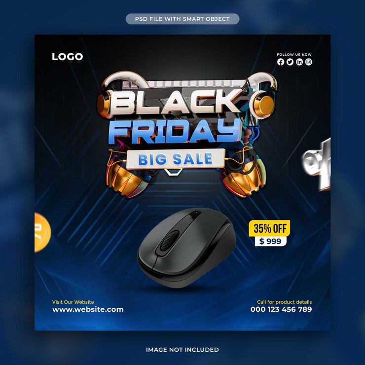Free PSD black friday big sale social media post design template