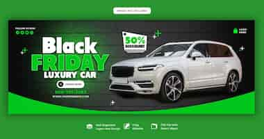 PSD gratuito modello di copertina di facebook per la vendita di auto e automobili del black friday