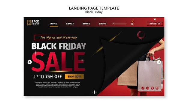 Modello di pagina di destinazione del concetto di black friday