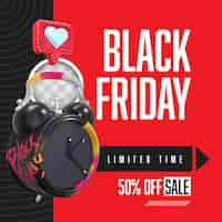 Free PSD black friday deals banner. 3d rendering