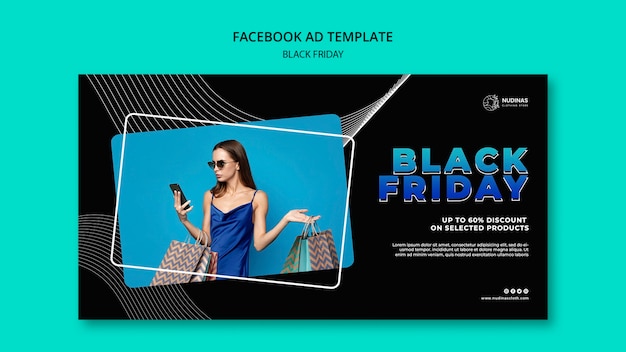 PSD gratuito modello facebook di sconti per il black friday