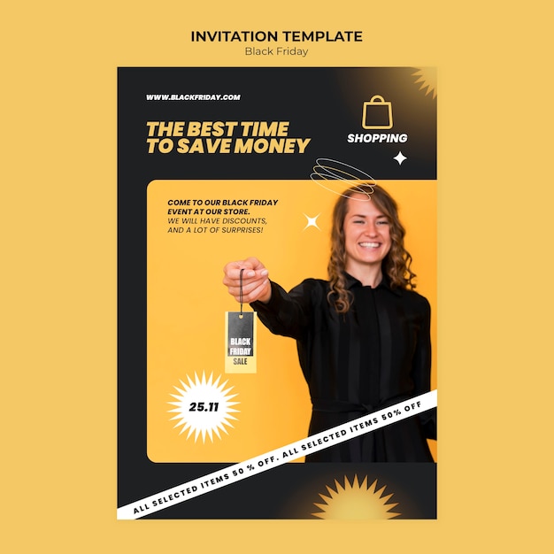 Free PSD black friday discounts invitation template