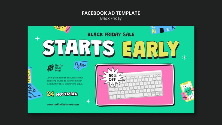 無料PSD ブラックフライデー フェイスブック テンプレート