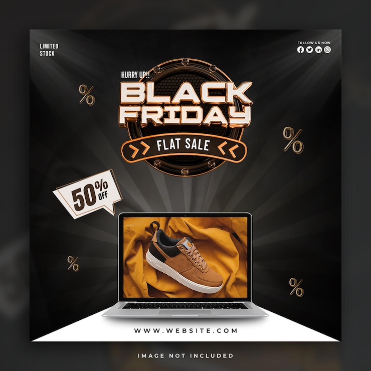 Free PSD black friday flat sale social media post template