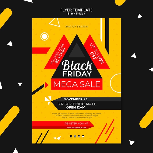 Black friday flyer template mock-up