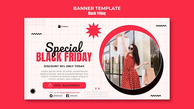 Modello di banner orizzontale del Black Friday