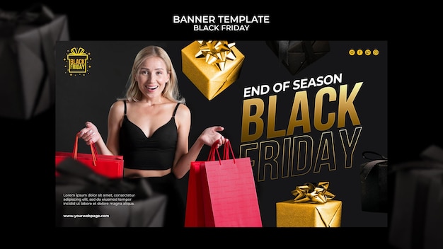 Modello di banner orizzontale del black friday