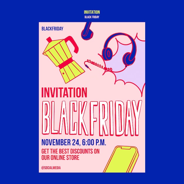 Free PSD black friday invitation template