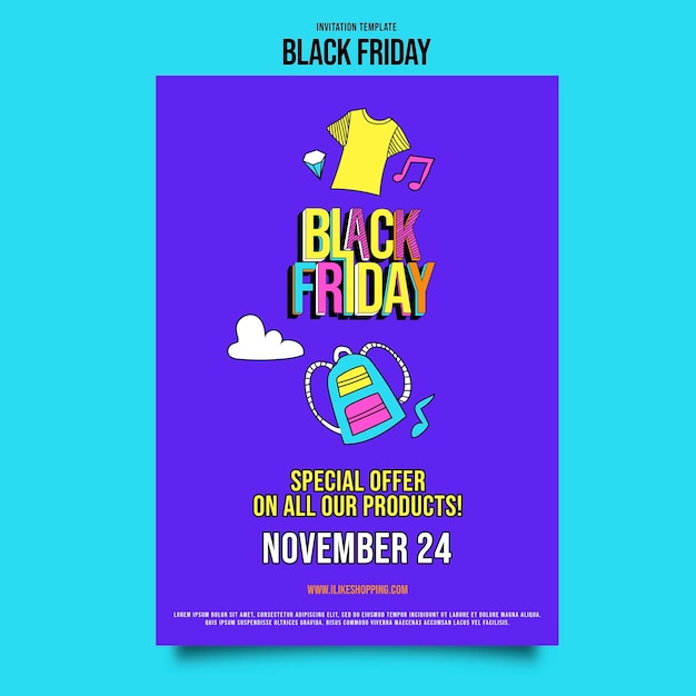 Free PSD black friday invitation template