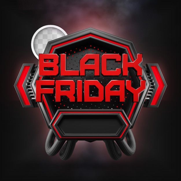 Black Friday Label 3D Illustration: Template for Free Download