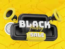 PSD gratuito etichetta black friday con megafono