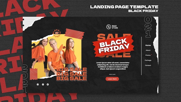 Free PSD black friday landing page template