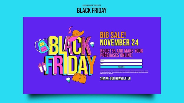 Free PSD black friday landing page template