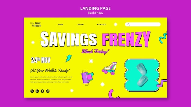 Free PSD black friday landing page template