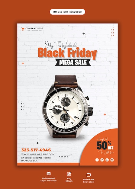Black friday mega sale flyer template