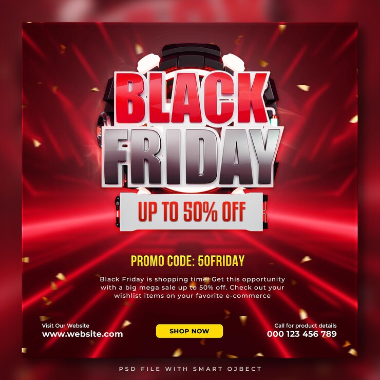 Free PSD black friday mega sale social media post template