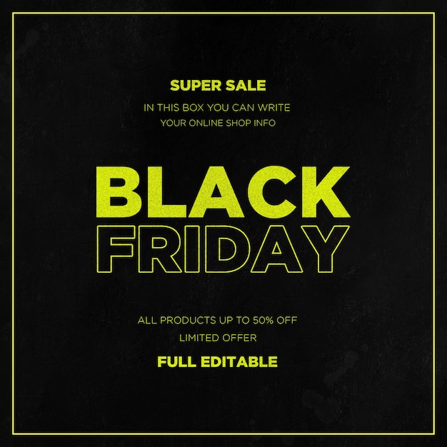 Black friday modern sale with texture background and frame text