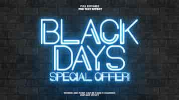 Free PSD black friday neon text effect