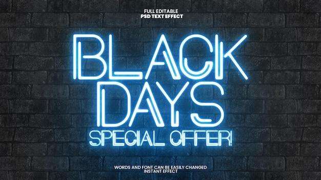 Black friday neon text effect