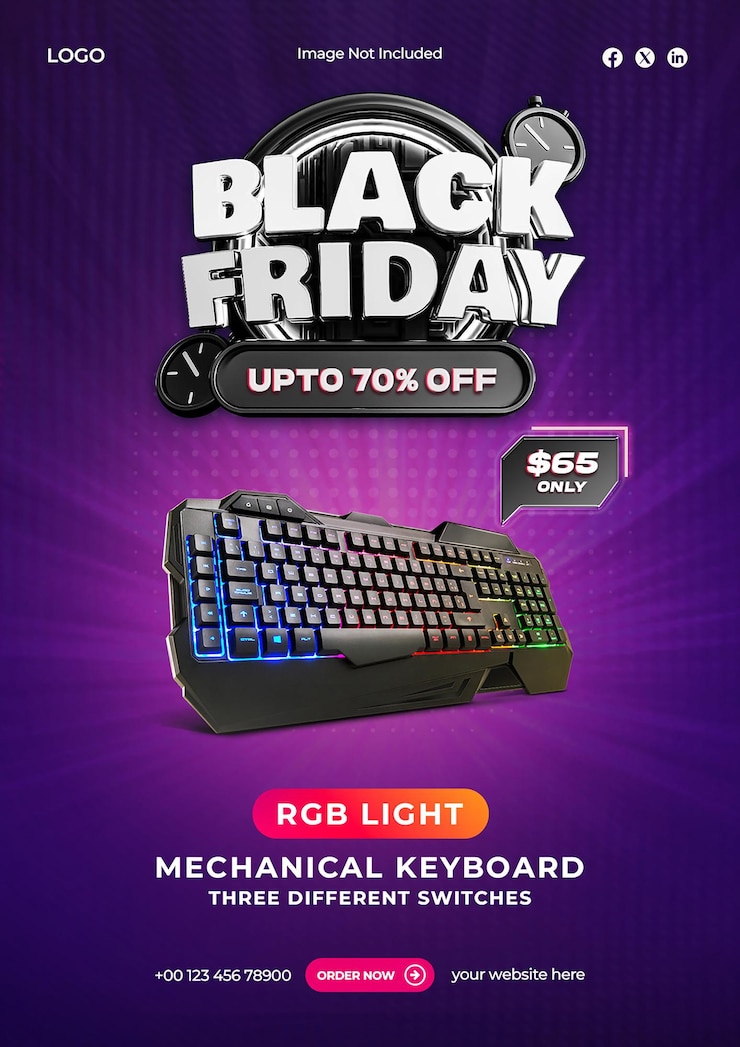 Free PSD black friday products sale promotion flyer design template