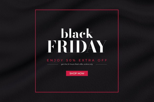 Free PSD black friday promo banner with wavy fabric background