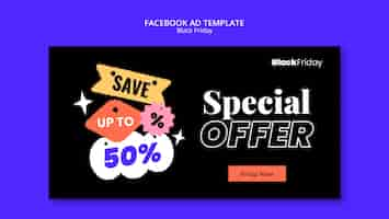 PSD gratuito modello facebook di promozioni del black friday