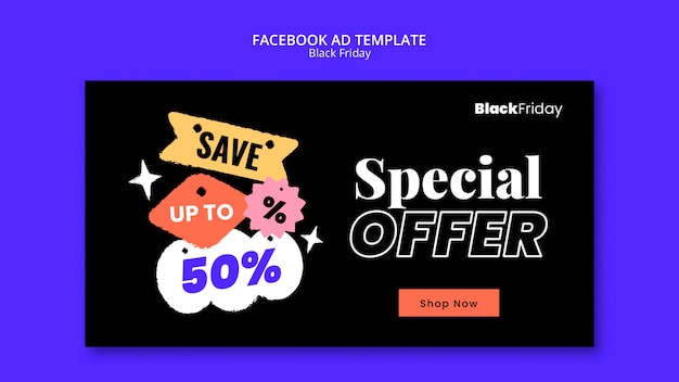 Modello facebook di promozioni del black friday