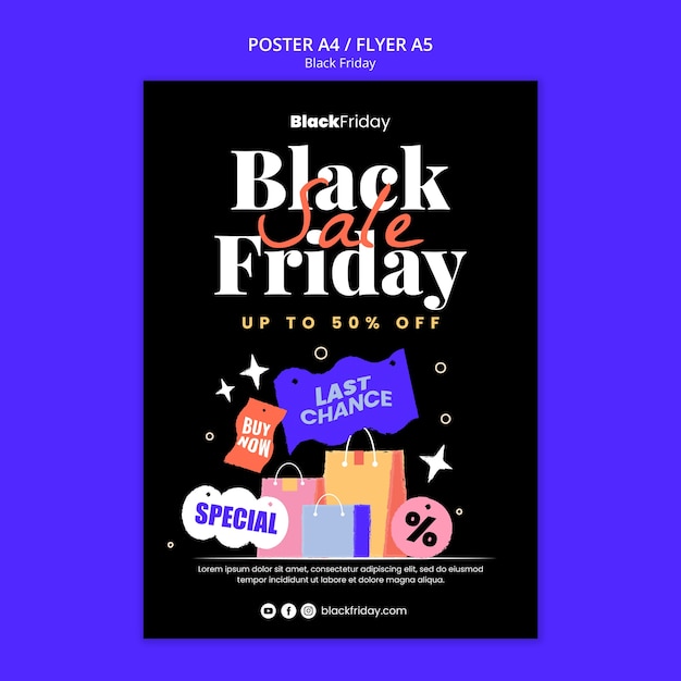 PSD gratuito modello di volantino per promozioni del black friday