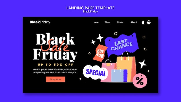 PSD gratuito pagina di destinazione delle promozioni del black friday