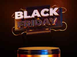 Free PSD black friday sale 3d banner with copy space