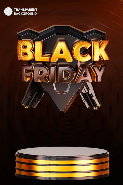 PSD gratuito illustrazione di rendering 3d dell'insegna di vendita del black friday